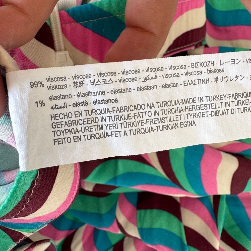 Zara Psychedelic Multicolor Wide Leg Flare Halter Top Two Piece Set Size Small - Picture 11 of 12